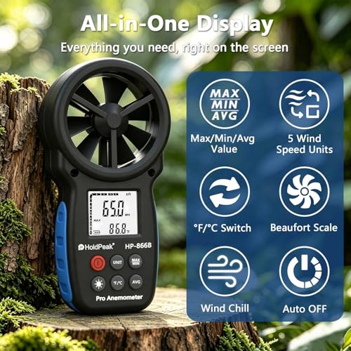 866B Digital Anemometer, Handheld Wind Speed CFM Meter [2 PCS] - color: 866B (2 PCS)