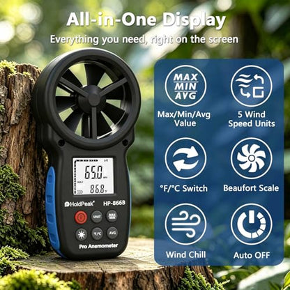 866B Digital Anemometer, Handheld Wind Speed CFM Meter [2 PCS] - color: 866B (2 PCS)
