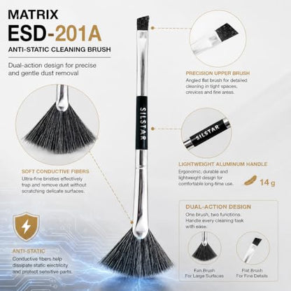 Matrix Anti Static Overall Dual-Action Cleaning Brush -Ideal for Model Kits, Figures, and Intricate Items
