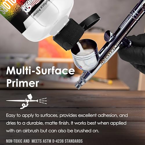 U.S. Art Supply White Surface Primer Airbrush Paint, 8 oz Bottle - color: White