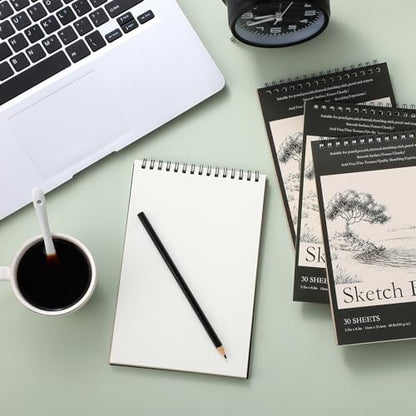 Jexine 60 Pcs Sketch Book Bulk 5.5"x8.5" Top Spiral Bound,Tree - style: Tree