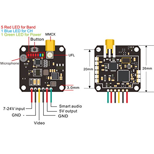 AKK FX3-ultimate 5.8GHz 25mW/200mW/400mW/600mW Switchable Mini VTX Support OSD Configuring via Betaflight