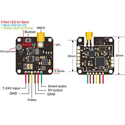 AKK FX3-ultimate 5.8GHz 25mW/200mW/400mW/600mW Switchable Mini VTX Support OSD Configuring via Betaflight