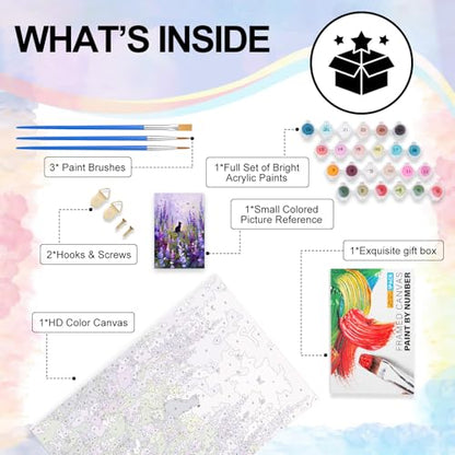 Flowers Framed Paint by Numbers Kit for Adults Beginner & Kids Ages 8-12 - color: YOP-F-1201, size: 8x12 Inch