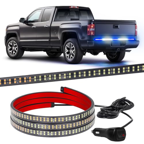 XRIDONSEN 60 inch Blue White Emergency Lights Strip 360 LED Tailgate Lights - color: Blue/White