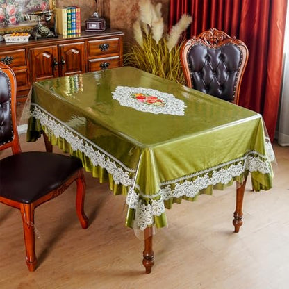 ARTABLE Lace Floral Print Clear Vinyl Tablecloth Wipeable 52 x 70 Inch - color: Lace-2, size: 70" x 52" (Rectangular)