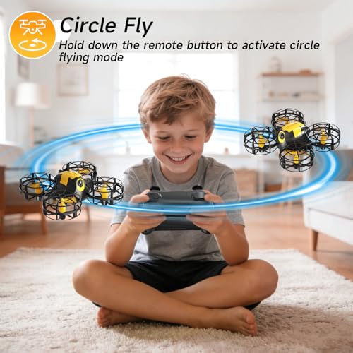 4DRC V18 Mini Kids Drone, Beginner RC Quadcopter with 2 Control Methods, Headless Mode, Auto Hover, 3D Flips, LED Lights, 3 Speeds, 2 Batteries, Fly Toy Gift for Boys