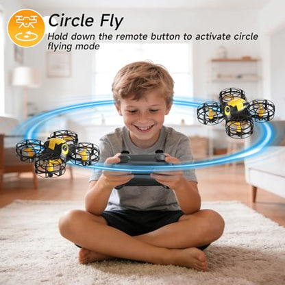 4DRC V18 Mini Kids Drone, Beginner RC Quadcopter with 2 Control Methods, Headless Mode, Auto Hover, 3D Flips, LED Lights, 3 Speeds, 2 Batteries, Fly Toy Gift for Boys