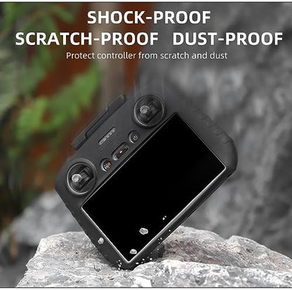 Silicone Case For DJI RC 2 Screen Remote Control, Protective Silicone Cover Case/With Sun Hood Drone Remote Control Accessories (Black) - color: Black
