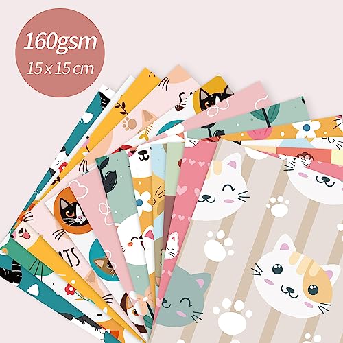 6x6" Cardstock Single Sided Scrapbooking,Craft Decorative Scrap Book Paper - color: 24sheets-cat