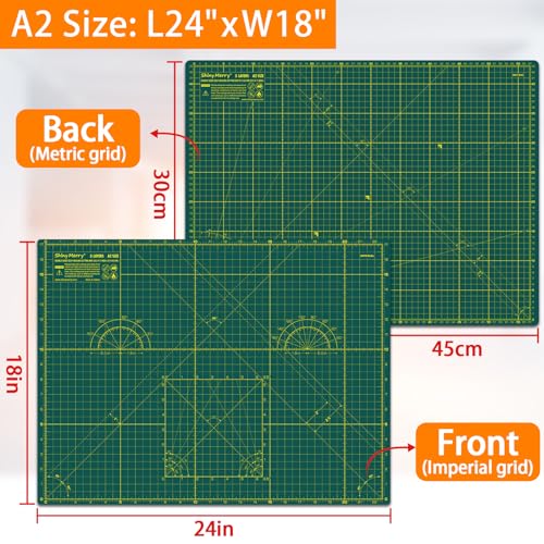 Self Healing Cutting Mat A2 18"x 24" Double Sided Green Mat - color: Green, size: A2 (18" x 24")