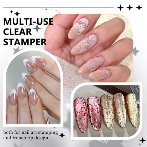 Fcozpjk Rotatable Nail Stamp Clear Silicone Nail Art Stamper Scraper Kit - color: Clear