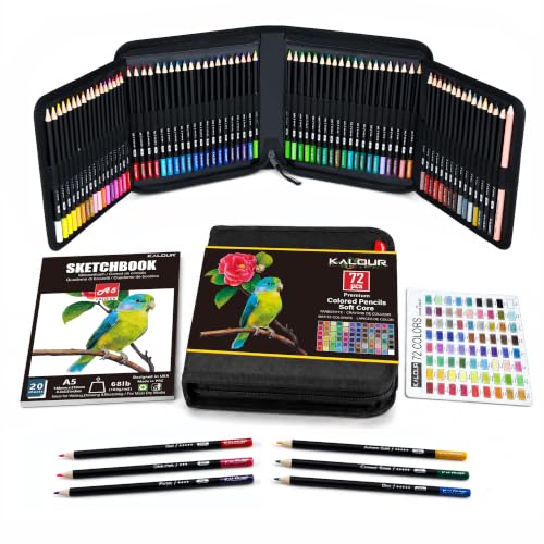 KALOUR 72 Colored Pencils Set, Blending Pencil Sketchbook DIY Color Chart