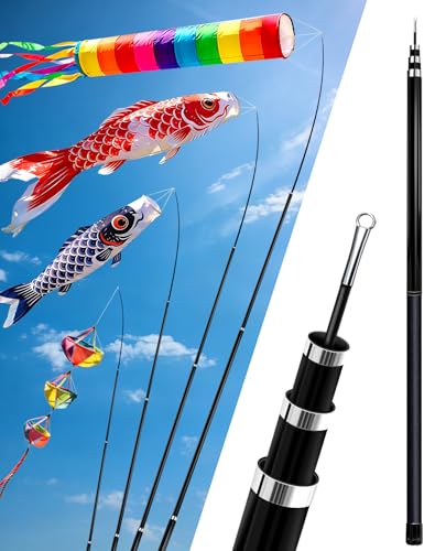 Telescoping Windsock Pole 12 FT – 4-Section Fiberglass Wind Sock Pole - size: 12 feet
