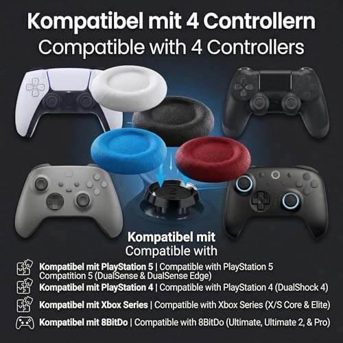 MatoSan Thumbstick Silicone Replacement Caps - Compatible with PS5 Controller & PS4 Controller - Non-Slip Grip for More Precise Control - Protective Caps for Analog Sticks (4 Silicone Blue) - color: 4 silicone blue