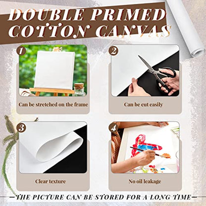 Kinlop 48 Inch X 20 Feet Double Primed Cotton Canvas Roll, White - color: White, size: 48 Inch X 20 Feet