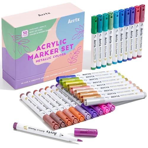 Arrtx Metallic Acrylic Paint Markers 30 Colors