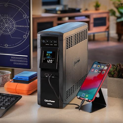 CyberPower CP1500PFCLCD PFC Sinewave UPS Battery Backup and Surge Protector - size: 1500VA, style: Mini-Tower