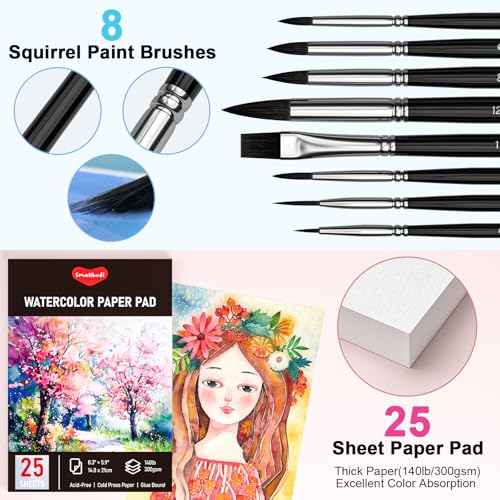Smallbudi All in One Watercolor Paint Set 168 Colors with Portable Box