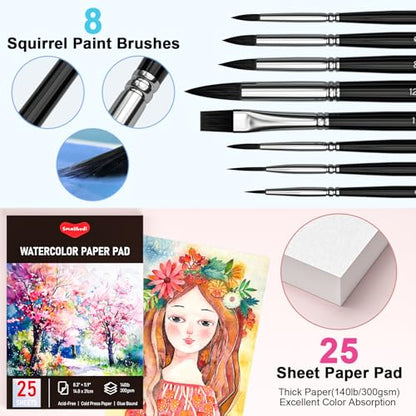 Smallbudi All in One Watercolor Paint Set 168 Colors with Portable Box
