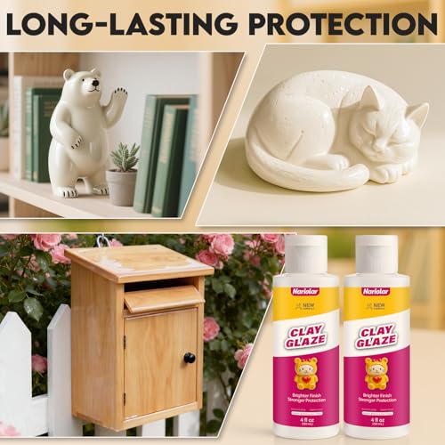Nariolar Air Dry Clay Glaze - 4fl oz/120ml*2 Clay Varnish Gloss - size: 4 oz*2-gloss