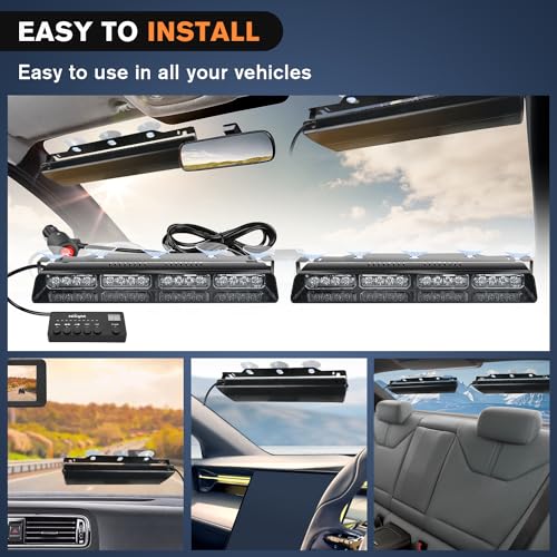 Nilight 32LED Amber Emergency Dash Strobe Lights w/Controller Suction Cups - color: Amber