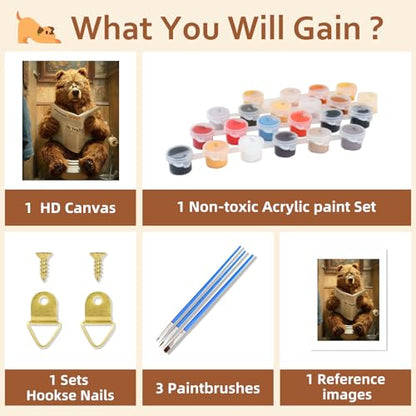 Reivworl Bear Paint by Numbers Kit for Adults Beginner 16×20 inch - color: 12-bear