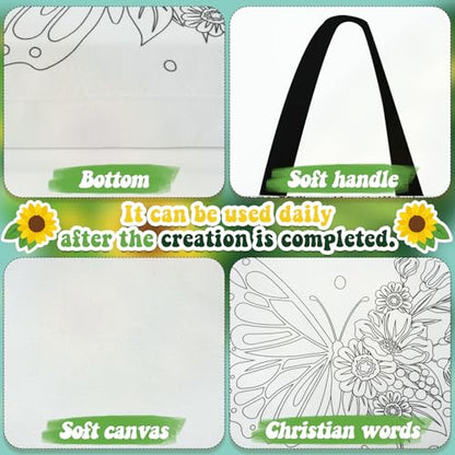 Locmeo 10 Set Paint and Sip Canvas Bags Pre Drawn Kit,Butterfly - style: Butterfly