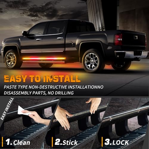 XRIDONSEN 2PCS 60 inch Running Board Strobe Lights Truck Emergency Lights - color: Amber/Red