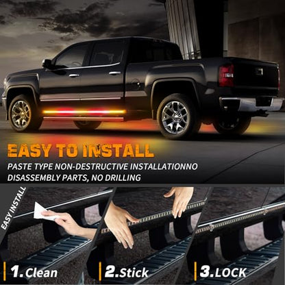 XRIDONSEN 2PCS 60 inch Running Board Strobe Lights Truck Lights Strip - color: Amber/Red