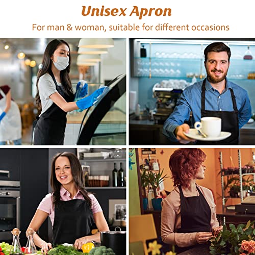 4 Packs Waterproof Cooking Chef Bib Aprons with 2 Pockets for Men Women - color: Black
