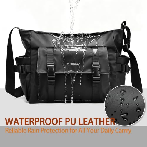 TurnWay messenger bag,Large Capacity Crossbody bags for men women.15×7×11in - color: Black