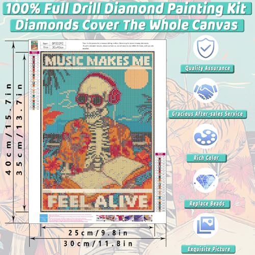 Skull Diamond Art Kits for Adults Funny Diamond Painting Kit for Beginner - color: DP03292
