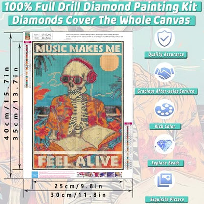 Skull Diamond Art Kits for Adults Funny Diamond Painting Kit for Beginner - color: DP03292