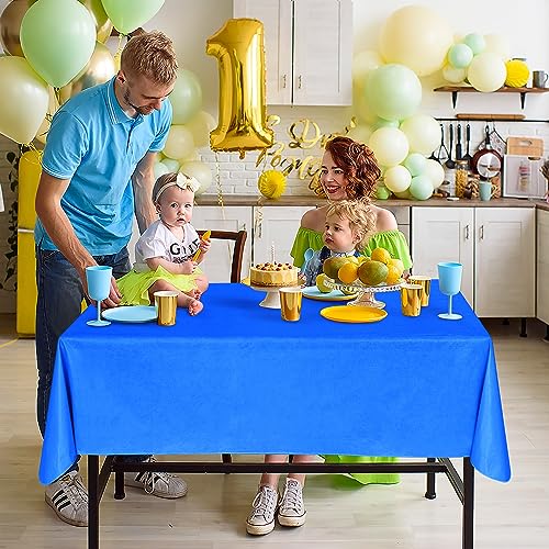 Waterproof Vinyl Tablecloth with Flannel Backing 2 Pcs 60x84 In Blue - color: Blue, size: 60x84 Inch (Rectangular)