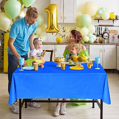 Waterproof Vinyl Tablecloth with Flannel Backing 2 Pcs 60x84 In Blue - color: Blue, size: 60x84 Inch (Rectangular)