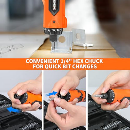 ENERTWIST 8V Cordless Screwdriver, 82 Accessory Kit, Max 10Nm 21+1 Cluth - style: 82PCS 8V ORANGE