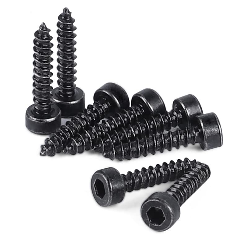M2mm x 10mm Full Thread Hex Head Self Tapping Screws Black (Pack of 100)