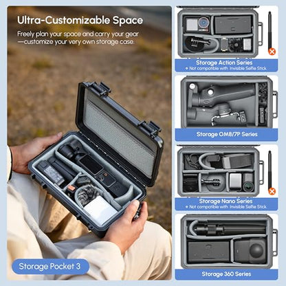 Waterproof Hard Case for Insta360 X6/Luna Ultra /Osmo Pocket 3 & Pocket 4