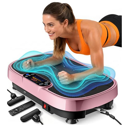 Renoj 3D Vibration Plate Exercise Machine, 200W Motor, 455lbs Capacity - color: Pink