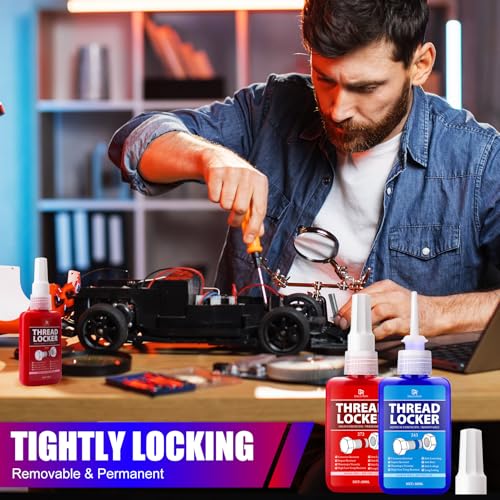 Thread Lock Kit (272 & 243) - 3.38 oz/100ml Medium & Strong Strength Removable Threadlocker - Secure Nuts, Bolts & Fasteners - Prevents Loosening, Leakage & Corrosion - Anaerobic Curing Thread Locker