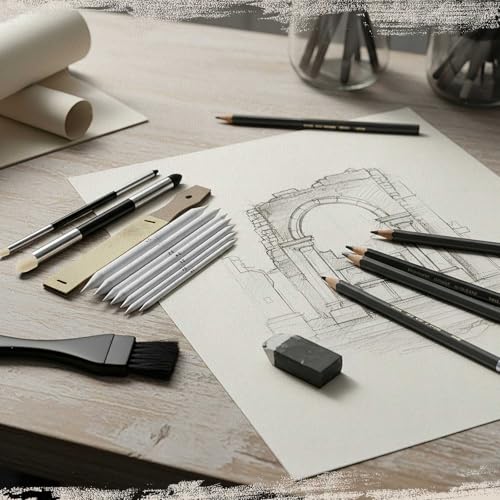 Fulmoon 90 Pcs Blending Stumps Tortillions Set Professional Drawing Tools Blending Sponge Pens Pencil Sharpener for Sketching, Charcoal Art Bulk Pack for Schools Artists