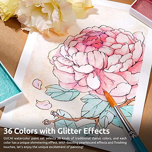 Paul Rubens Watercolor Paint Set, 36 Classical Glittery Colors Solid Paints - color: 36 glitter colors