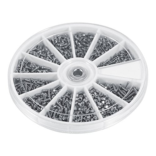 600pcs Small Screws Nuts Assortment Kit Stainless Steel Hardware 12 Size M1 M1.2 M1.4 M1.6, Nut