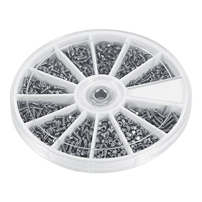 600pcs Small Screws Nuts Assortment Kit Stainless Steel Hardware 12 Size M1 M1.2 M1.4 M1.6, Nut