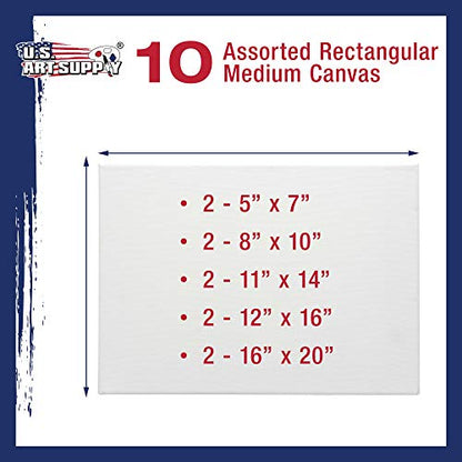 U.S. Art Supply Professional Quality Stretched Canvas, Multipack of 10 - size: Medium