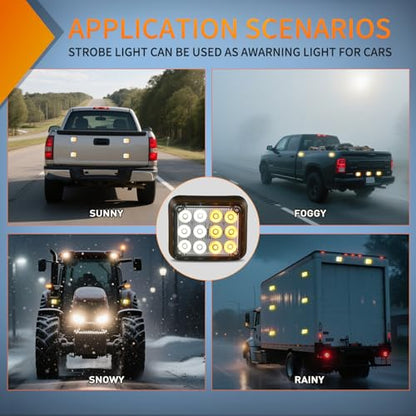 Nilight 12LED Magnetic Wireless Trailer Lights 2PCS Amber and White - color: 12LED Amber White