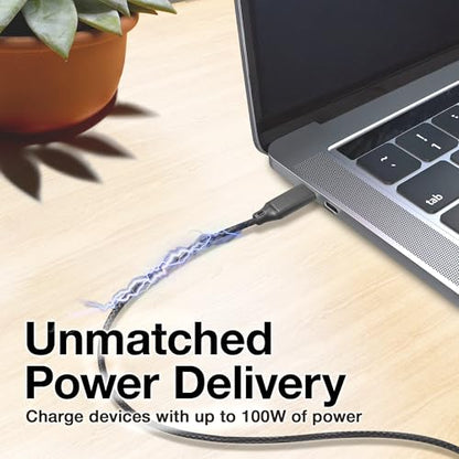 BoxWave Cable Compatible with Fimi Mini 3 Drone with 3 Batteries - DirectSync PD Cable (3ft) - USB-C to USB-C (100W), Type C Braided Charge and Fast Sync - Jet Black