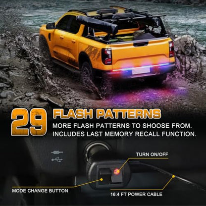 XRIDONSEN 48 inch Tailgate Strobe Light Strip 288 LED Rear Window Light Bar - color: Red/Blue