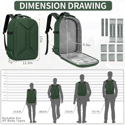 TORIBIO Large Hardshell Camera Backpack DSLR/SLR/Mirrorless Photography Bag - color: Green